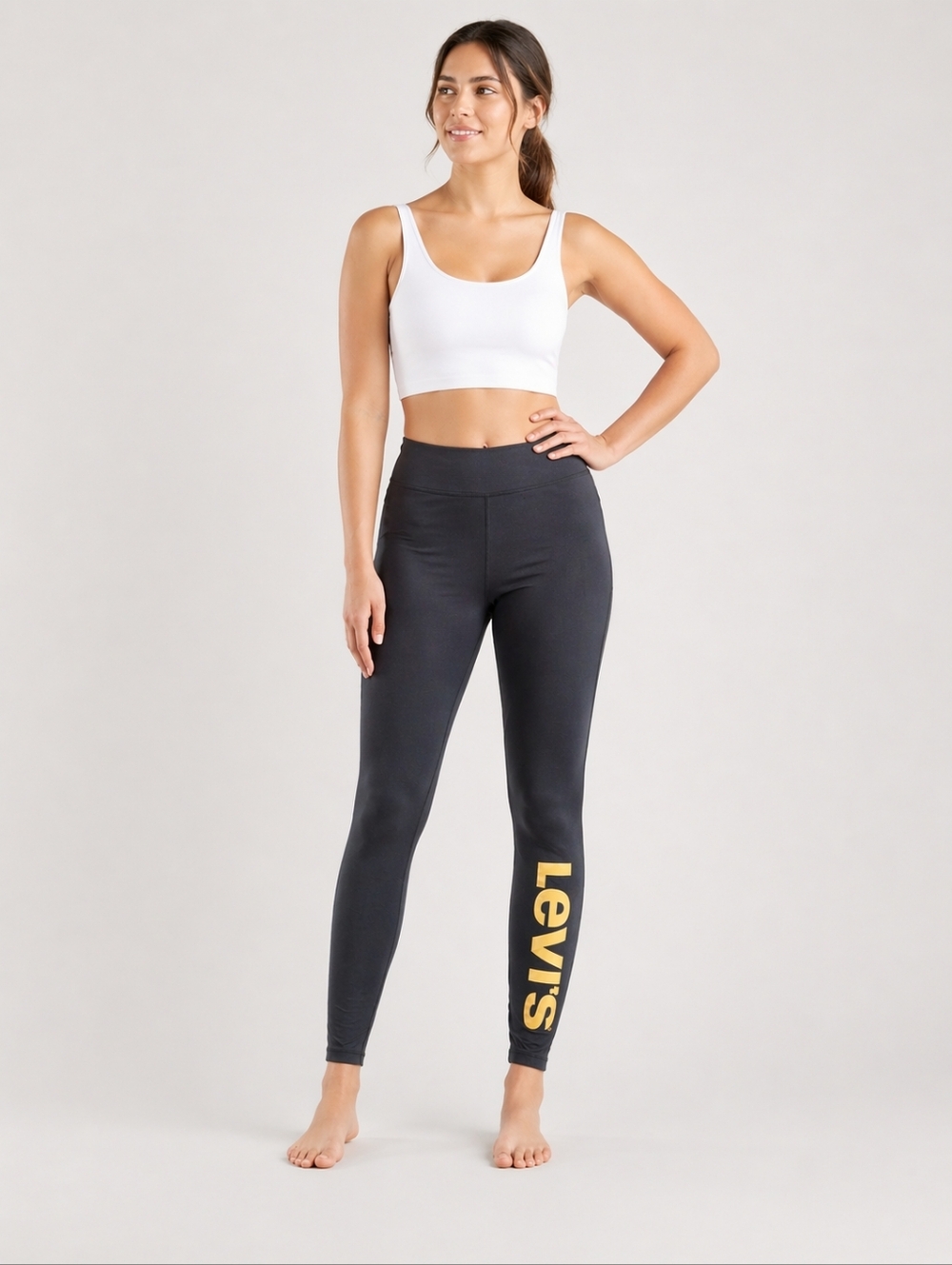 Black Leggings with Golden 'Levi's' Style Logo